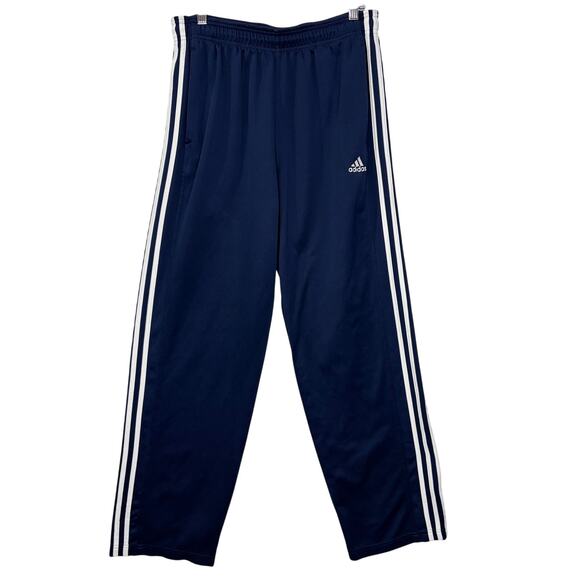 Adidas Womens Size L Track Pants Navy Blue 3-Stripe Classic Retro Straight Leg - Picture 1 of 16
